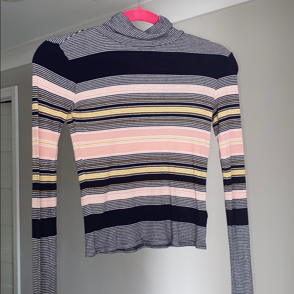 Long sleeve striped thin turtleneck